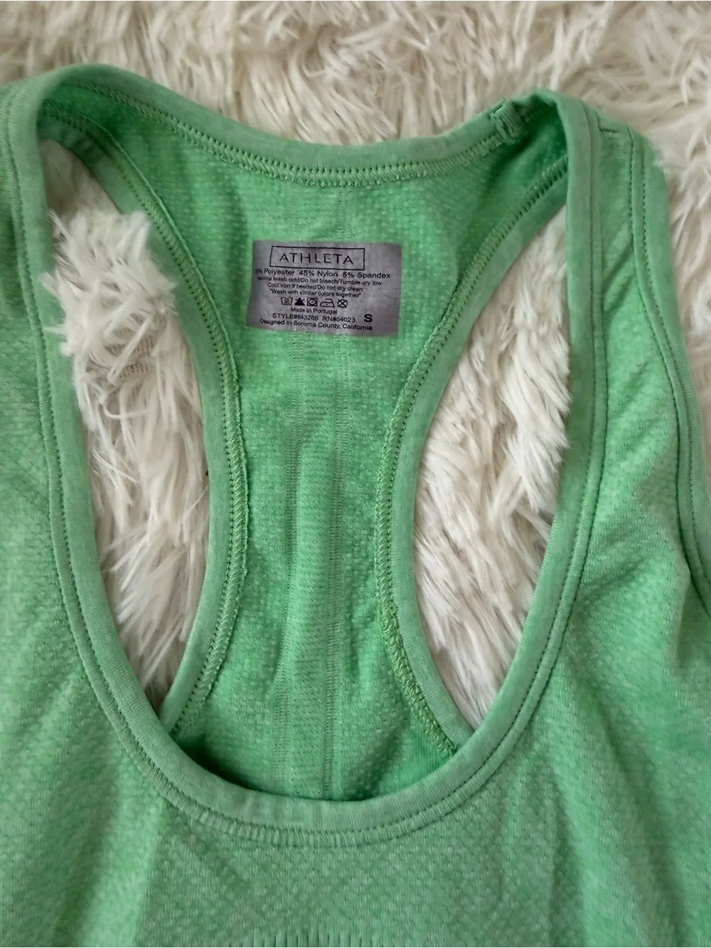 Athleta Light Green Racerback Tank Top Ruched Athletic Workout Women’s Small - Picture 3 of 3